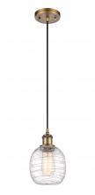 Innovations Lighting 516-1P-BB-G1013 - Belfast - 1 Light - 6 inch - Brushed Brass - Cord hung - Mini Pendant