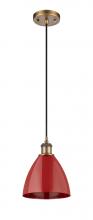 Innovations Lighting 516-1P-BB-MBD-75-RD - Plymouth - 1 Light - 8 inch - Brushed Brass - Cord hung - Mini Pendant