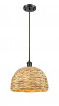 Innovations Lighting 516-1P-OB-RBD-12-NAT - Woven Rattan - 1 Light - 12 inch - Oil Rubbed Bronze - Multi Pendant