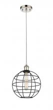 Innovations Lighting 516-1P-PN-CE-10-BK - Lake Placid - 1 Light - 10 inch - Polished Nickel - Multi Pendant