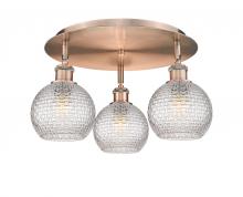 Innovations Lighting 516-3C-AC-G122C-6CL - Athens - 3 Light - 18 inch - Antique Copper - Flush Mount