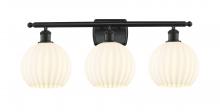 Innovations Lighting 516-3W-BK-G1217-8WV - White Venetian - 3 Light - 28 inch - Matte Black - Bath Vanity Light