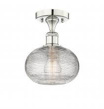 Innovations Lighting 616-1F-PN-G555-8CL - Ithaca - 1 Light - 8 inch - Polished Nickel - Semi-Flush Mount