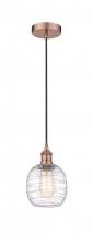 Innovations Lighting 616-1P-AC-G1013 - Belfast - 1 Light - 6 inch - Antique Copper - Cord hung - Mini Pendant