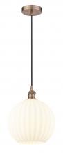 Innovations Lighting 616-1P-AC-G1217-12WV - White Venetian - 1 Light - 12 inch - Antique Copper - Cord Hung - Mini Pendant