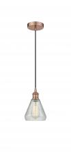 Innovations Lighting 616-1P-AC-G275 - Conesus - 1 Light - 6 inch - Antique Copper - Cord hung - Mini Pendant