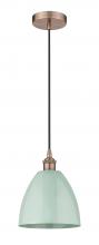 Innovations Lighting 616-1P-AC-MBD-9-SF - Plymouth - 1 Light - 9 inch - Antique Copper - Cord hung - Mini Pendant