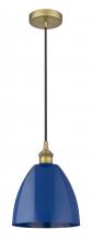 Innovations Lighting 616-1P-BB-MBD-9-BL - Plymouth - 1 Light - 9 inch - Brushed Brass - Cord hung - Mini Pendant