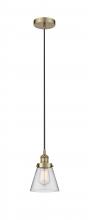 Innovations Lighting 616-1PH-AB-G62 - Cone - 1 Light - 6 inch - Antique Brass - Cord hung - Mini Pendant