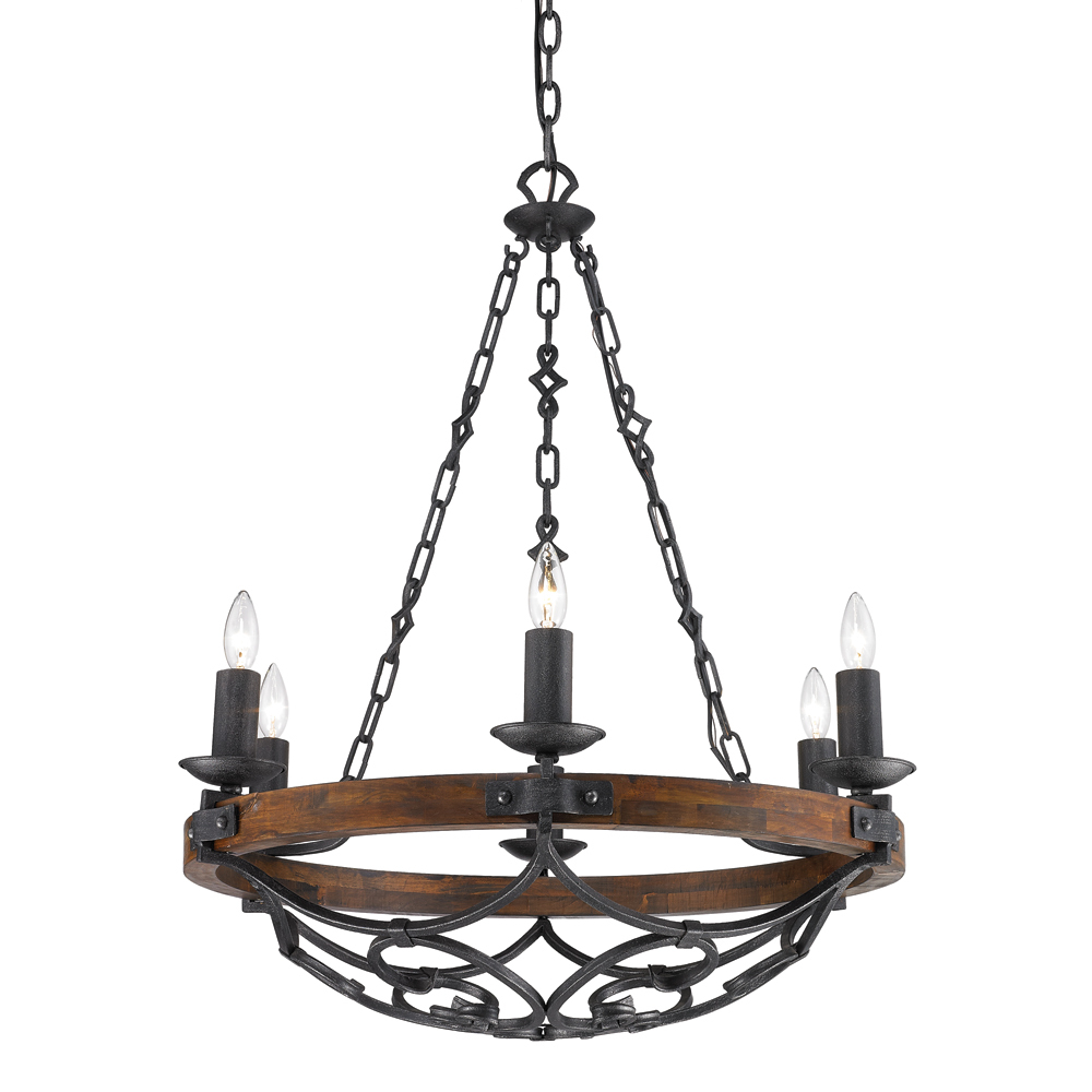 Madera 6-Light Chandelier in Black Iron