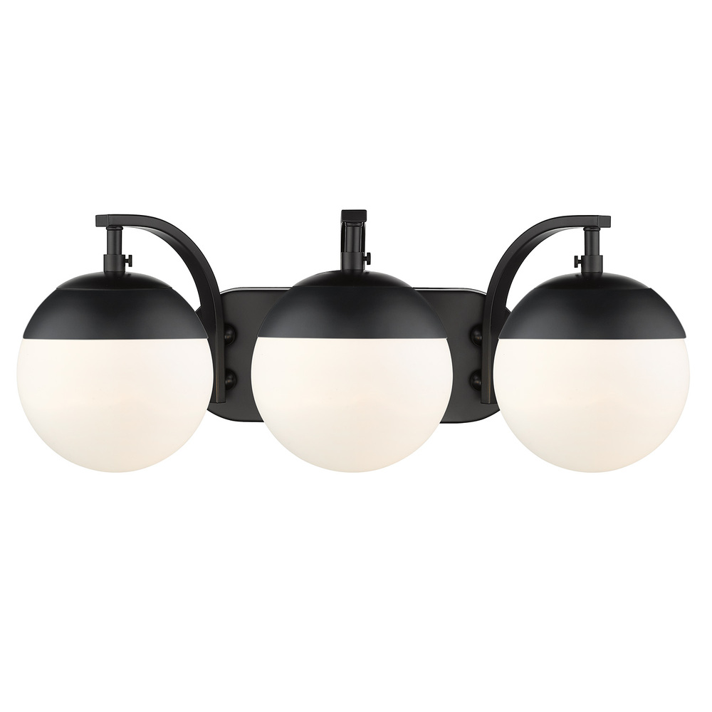 Dixon 3-Light Bath Vanity in Matte Black with Opal Glass and Matte Black Cap