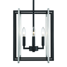 Golden 6070-4 BLK-PW - Tribeca 4-Light Chandelier in Matte Black with Pewter Accents