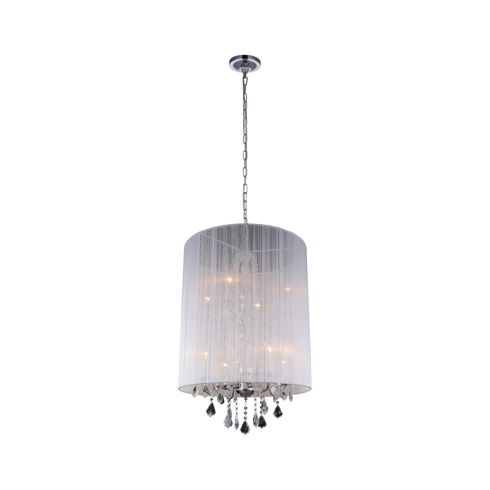 Sheer 8 Light Drum Shade Chandelier With Chrome Finish