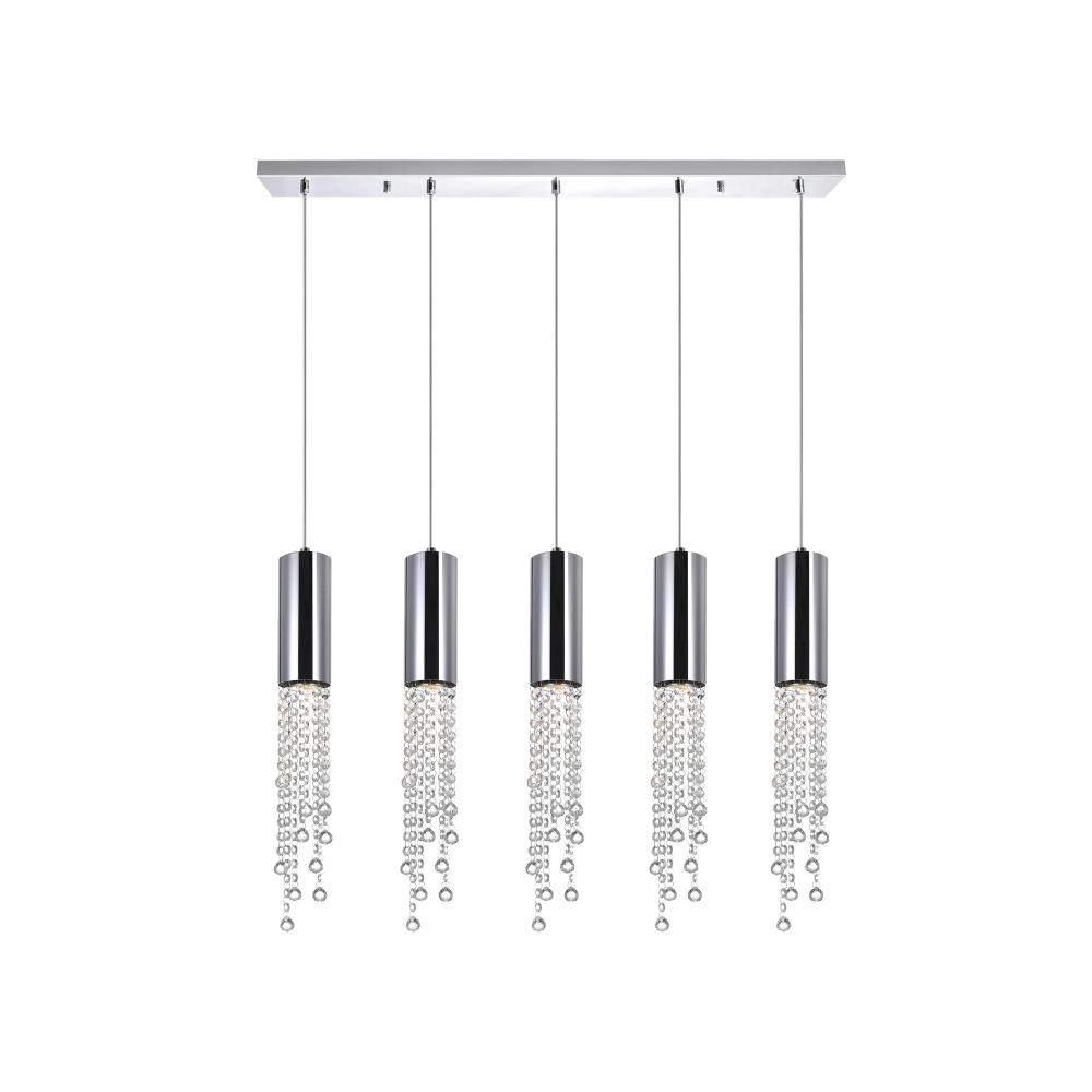 Extended 5 Light Multi Light Pendant With Chrome Finish