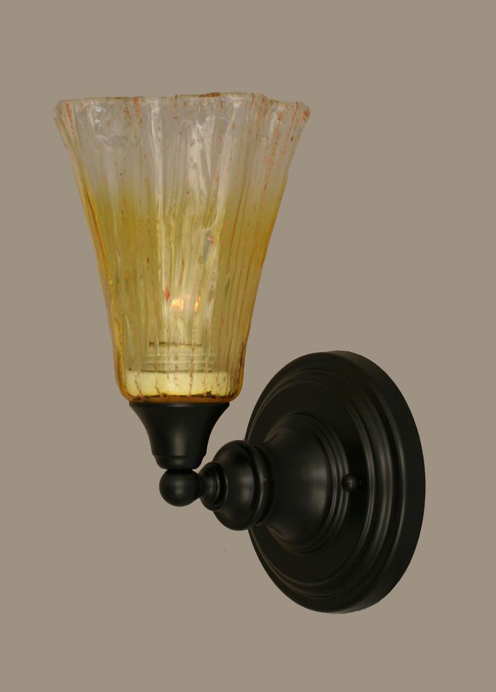 One Light Gold Champagne Crystal Glass Matte Black Wall Light