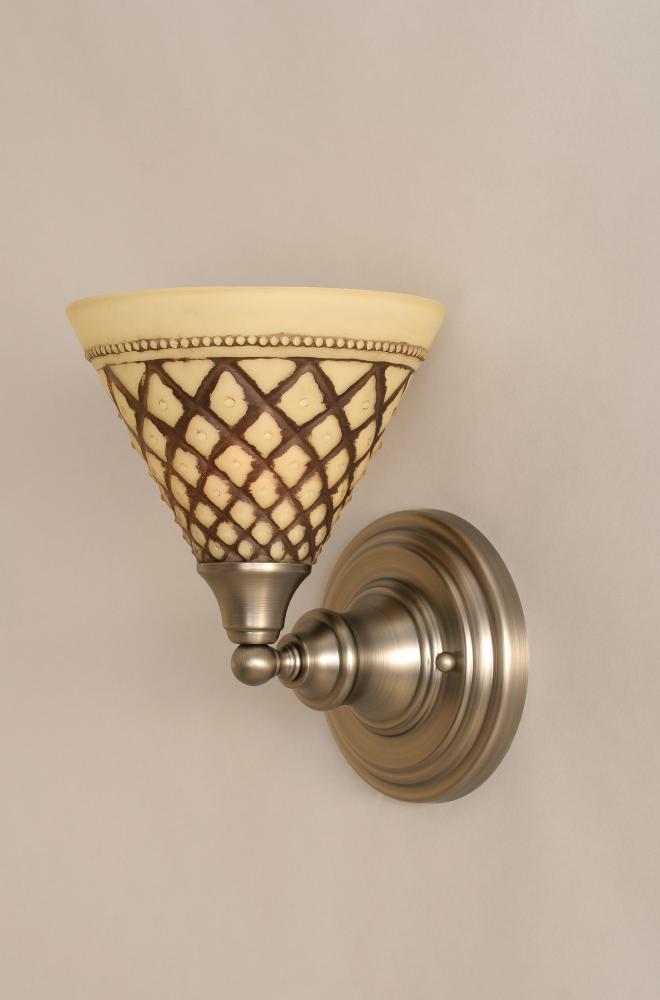 One Light Brushed Nickel Chocolate Icing Glass Wall Light