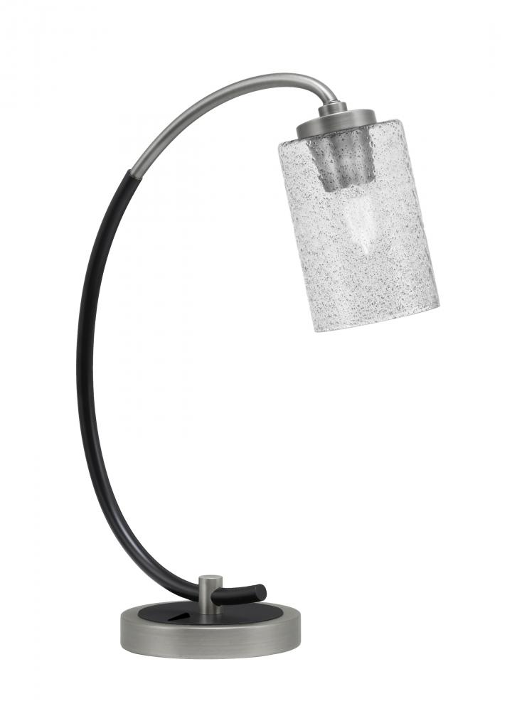 Desk Lamp, Graphite & Matte Black Finish, 4" Smoke Bubble Glass