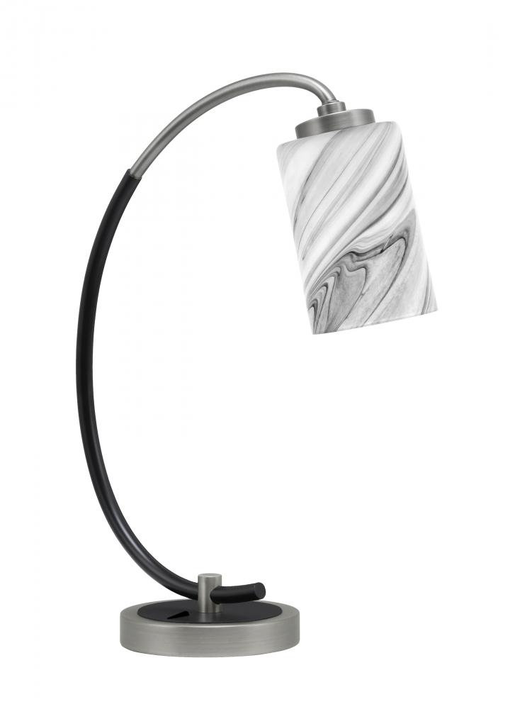 Desk Lamp, Graphite & Matte Black Finish, 4" Onyx Swirl Glass