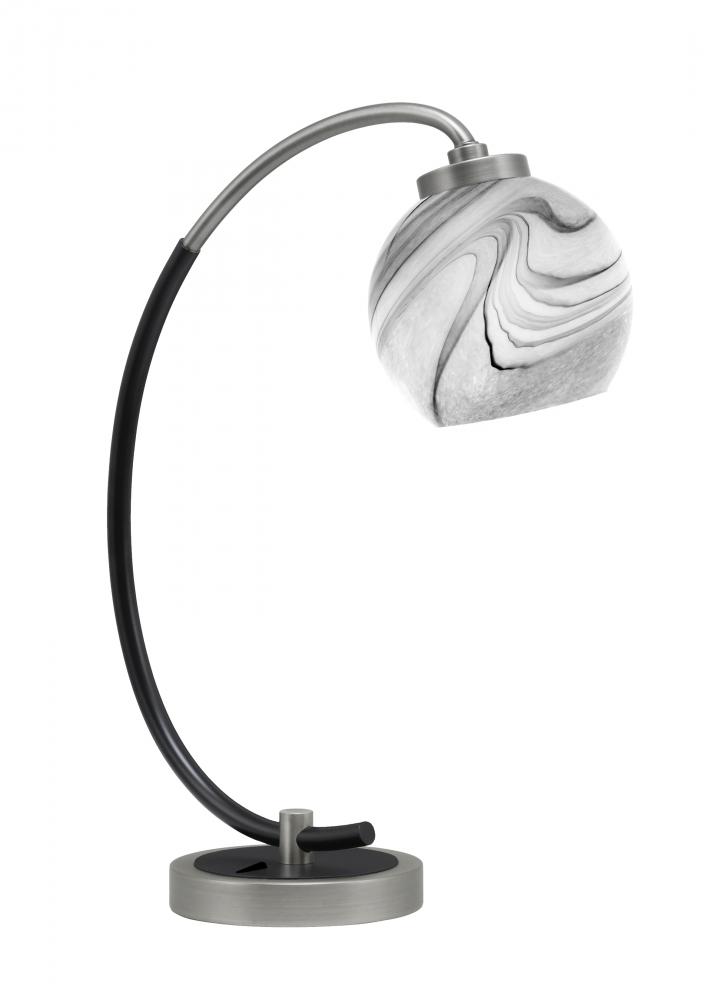 Desk Lamp, Graphite & Matte Black Finish, 5.75" Onyx Swirl Glass