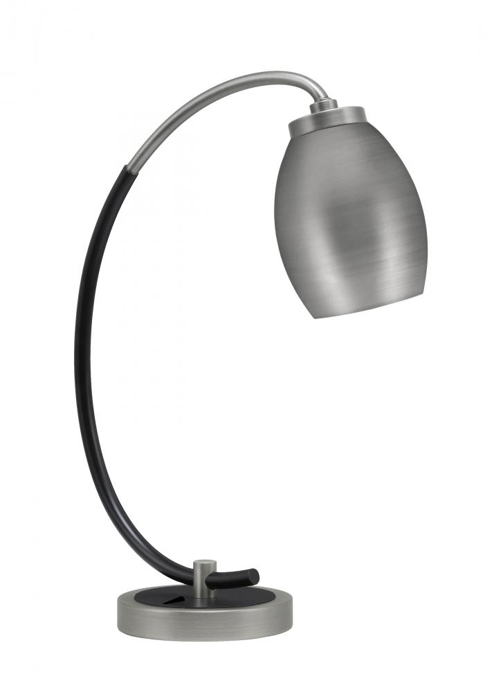 Desk Lamp, Graphite & Matte Black Finish, 5" Graphite Oval Metal Shade