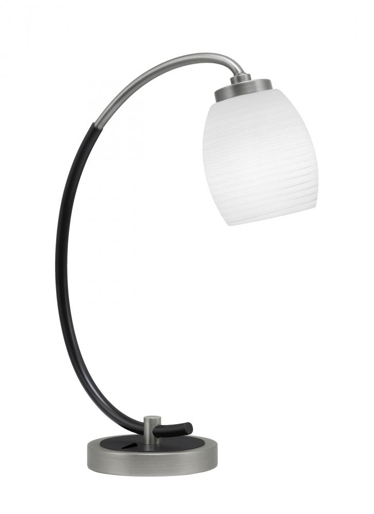 Desk Lamp, Graphite & Matte Black Finish, 5" White Linen Glass