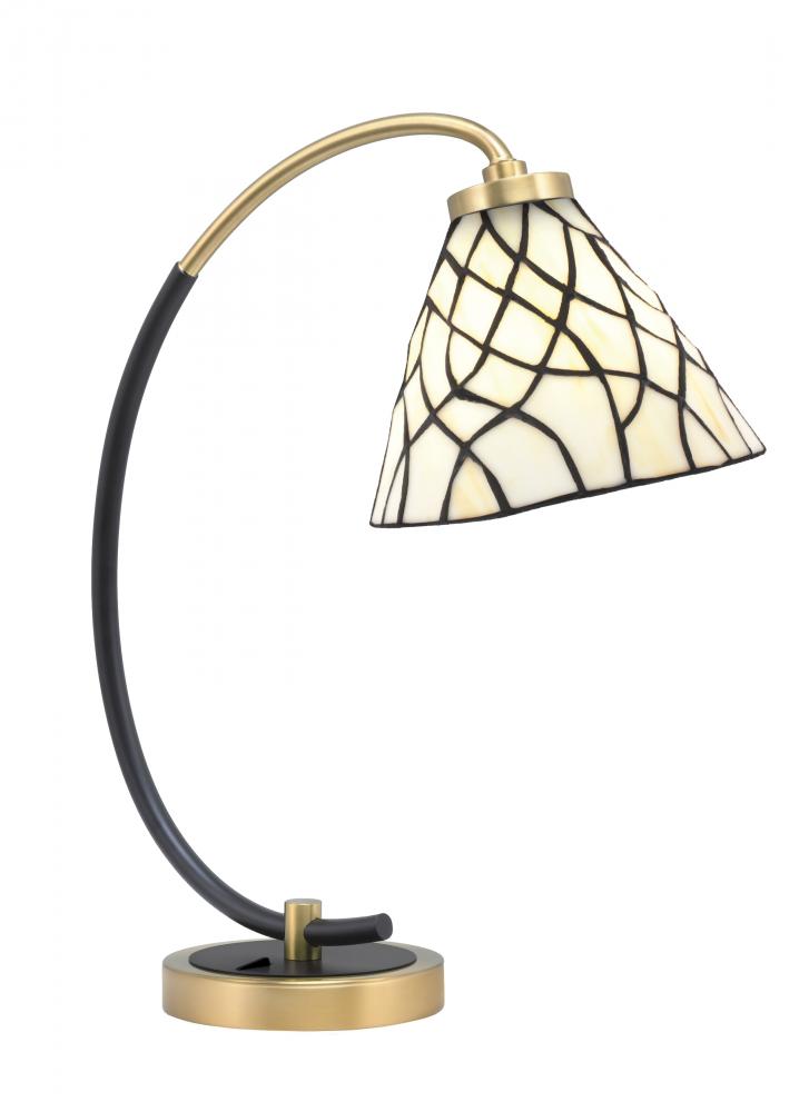 Desk Lamp, Matte Black & New Age Brass Finish, 7" Sandhill Art Glass