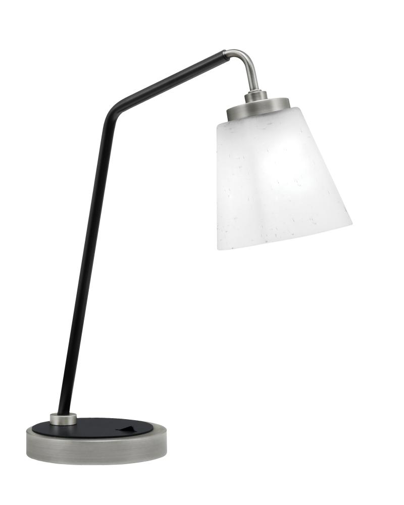 Desk Lamp, Graphite & Matte Black Finish, 4.5" Square White Muslin Glass