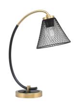 Toltec Company 57-MBNAB-805 - Desk Lamp, Matte Black & New Age Brass Finish, 7" Matte Black Cone Mesh Metal Shade