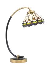 Toltec Company 57-MBNAB-9395 - Desk Lamp, Matte Black & New Age Brass Finish, 7" Cyprus Art Glass