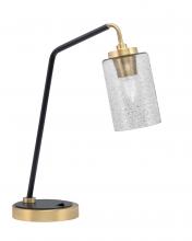 Toltec Company 59-MBNAB-3002 - Desk Lamp, Matte Black & New Age Brass Finish, 4" Smoke Bubble Glass