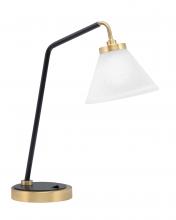 Toltec Company 59-MBNAB-312 - Desk Lamp, Matte Black & New Age Brass Finish, 7" White Muslin Glass