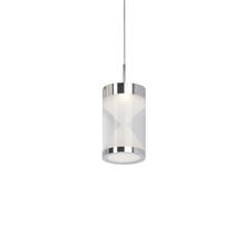 Kuzco Lighting Inc 402101CH-LED - Single LED Pendant Modern Clear Acrylic Cylinder with Interior Frosted Hourglass Design with Chrome