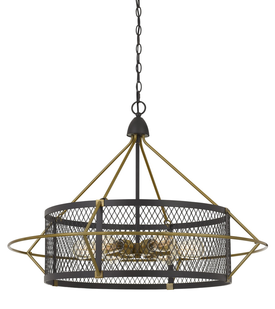 24.25" Height Metal Chandelier in Antique Brass/Black Finish