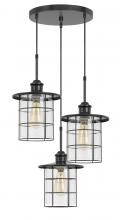 CAL Lighting FX-2668-3P - 60W x 3 Silverton metal/glass pendant fixture (Edison bulbs included)