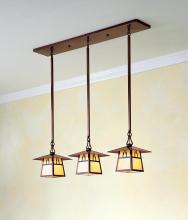 Arroyo Craftsman CICH-8/3BCR-BK - 8" carmel 3 light in-line chandelier with bungalow overlay