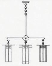 Arroyo Craftsman GCH-9L/4-1F-RC - 9" glasgow long body 4 light chandelier, center light