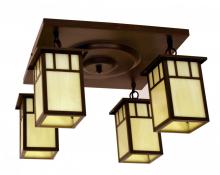 Arroyo Craftsman HCM-4L/4EWO-MB - 4" huntington 4 light ceiling mount without overlay (empty)