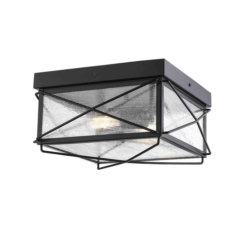 Robinson 2-Light Outdoor Flush Mount Powder Coated Black