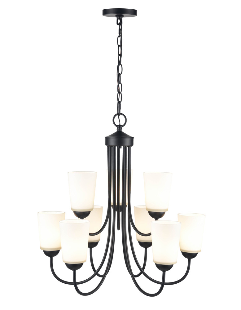 Ivey Lake 9-Light Chandelier Ceiling Light Matte Black