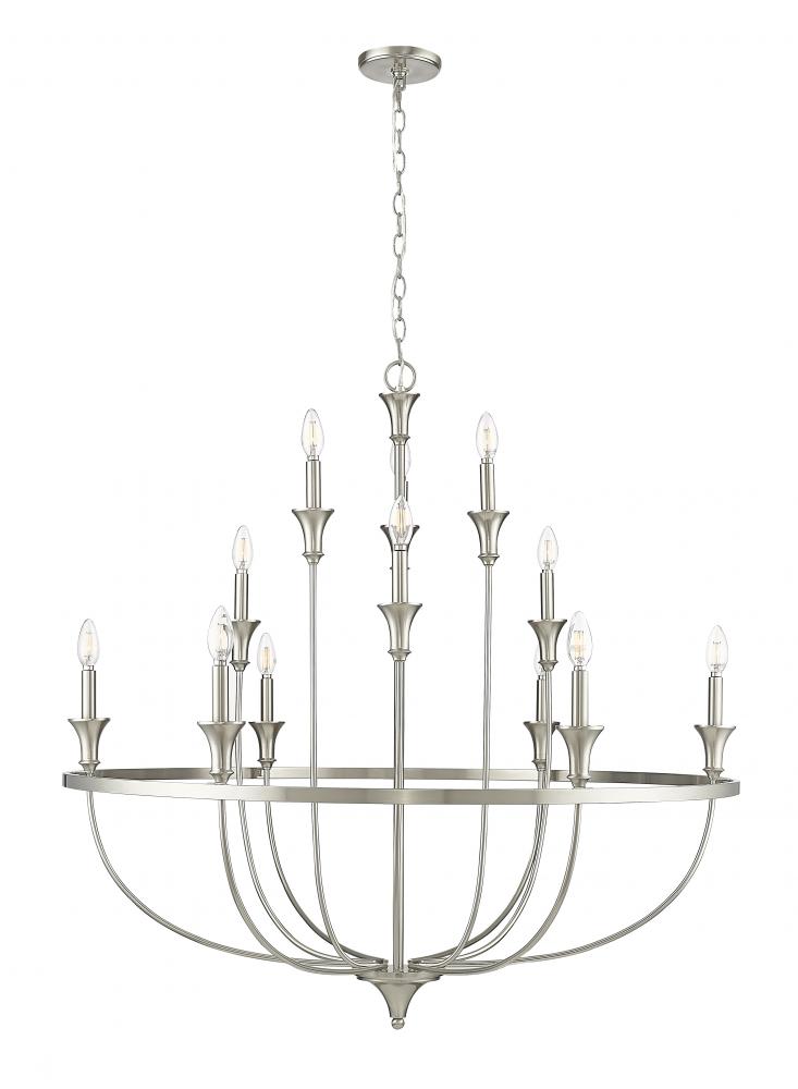 Emery 12-Light Chandelier Ceiling Light Brushed Nickel