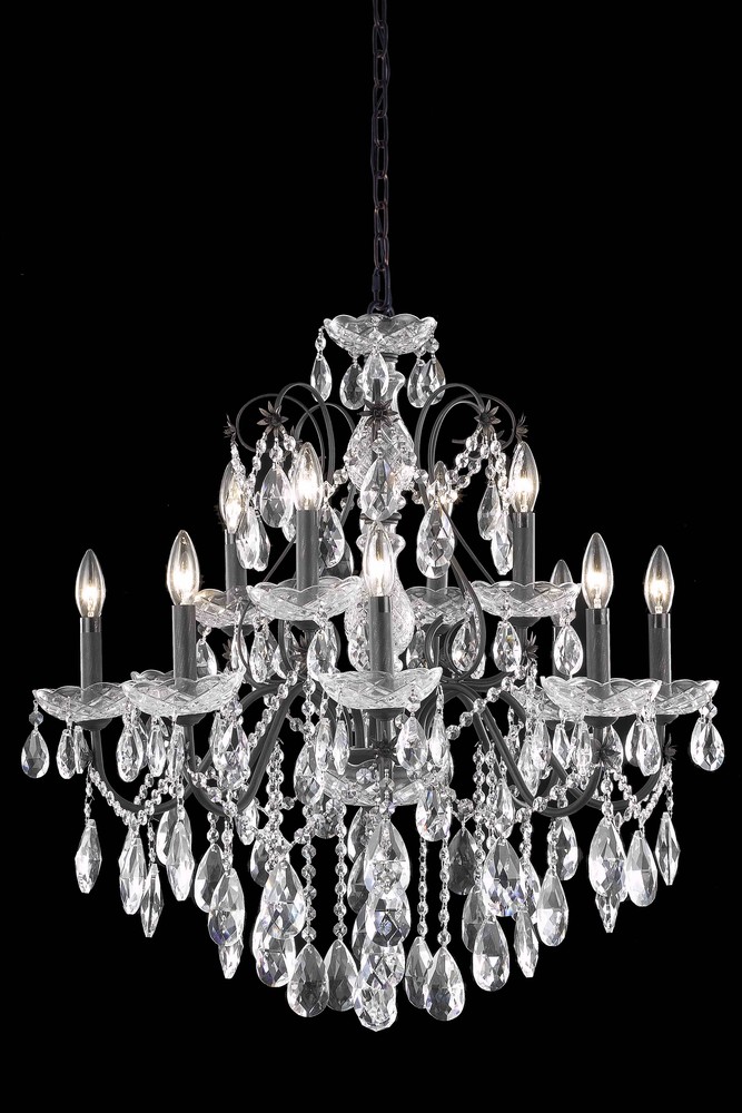 St. Francis 12 light Dark Bronze Chandelier Clear Swarovski Spectra Cut Crystal