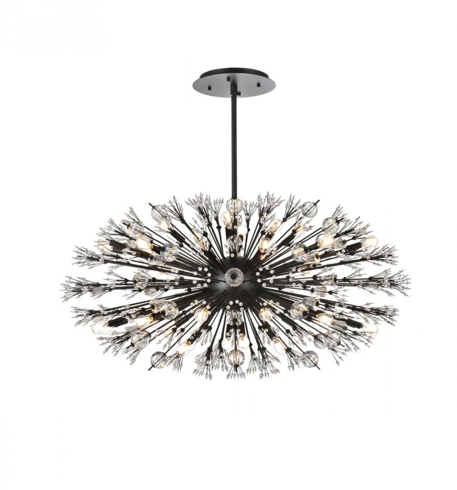 Vera 48 inch crystal starburst oval pendant in black