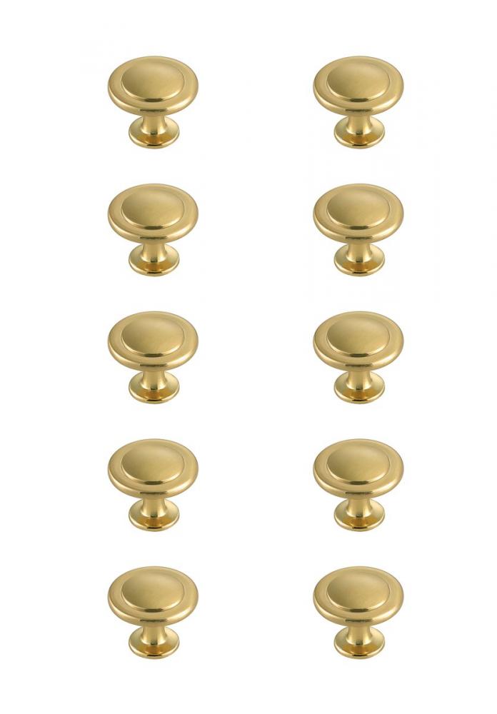 Logyn 1.3" Diameter Brushed Gold Mushroom Knob Multipack (Set of 10)