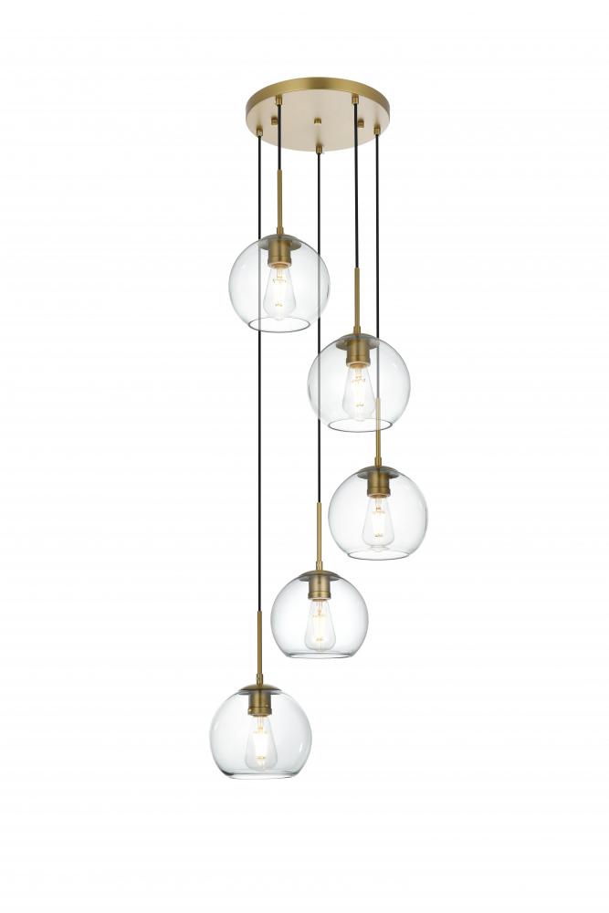 Baxter 18 Inch Pendant Clear Shade in Satin Gold