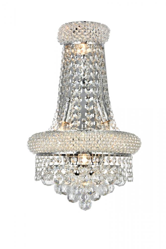 Primo 4 Light Chrome Wall Sconce Clear Royal Cut Crystal