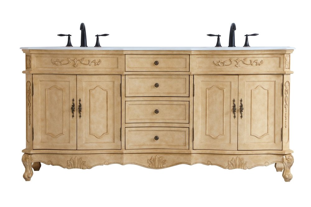 72 inch Double Bathroom Vanity in Antique Beige