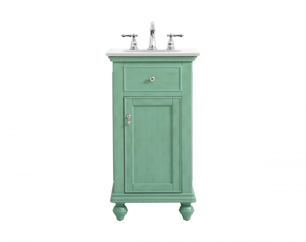 19 Inch Single Bathroom Vanity in Vintage Mint with Ivory White Engineered Marble