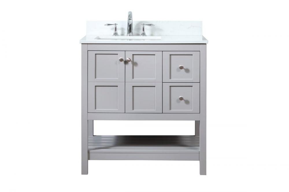 32 inch Single bathroom vanity in grey with backsplash