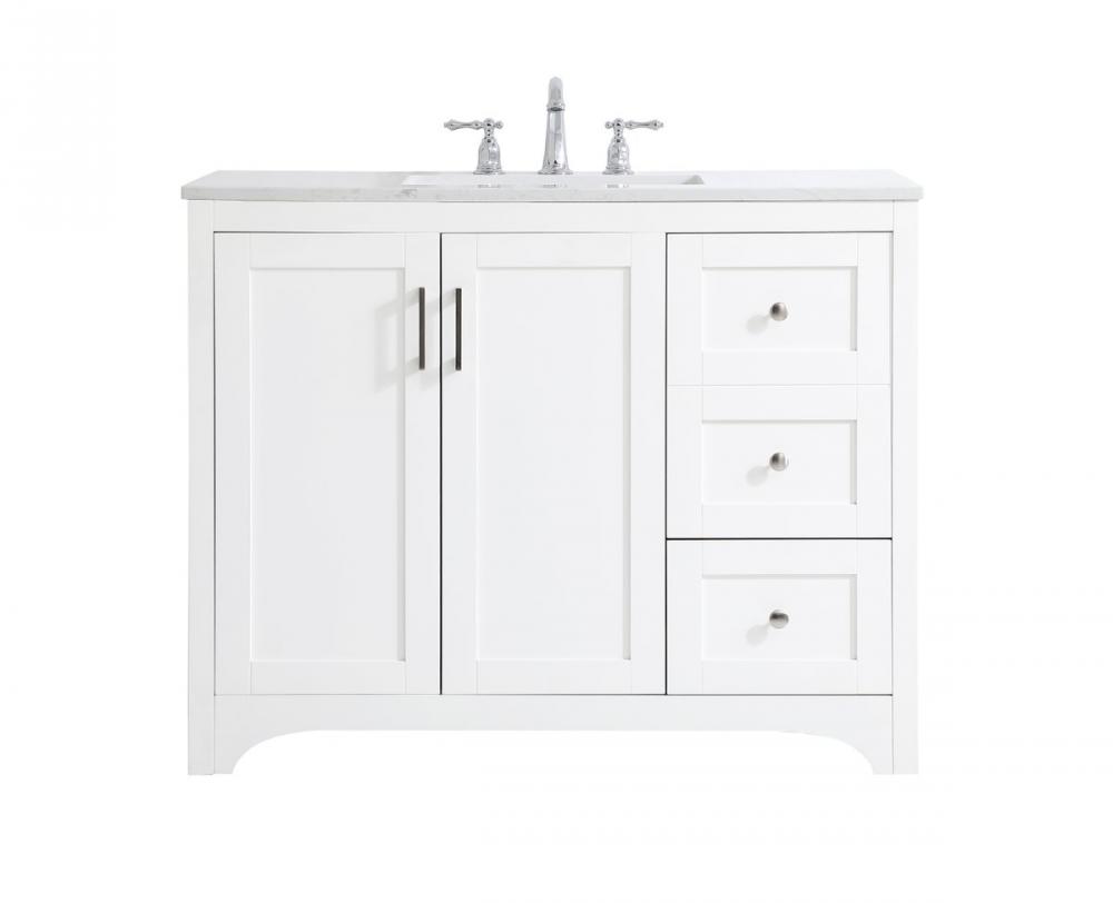 42 Inch Single Bathroom Vanity in White