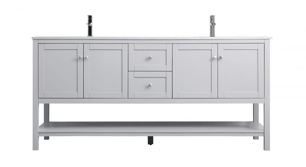 72 Inch Double Bathroom Vanity In Grey